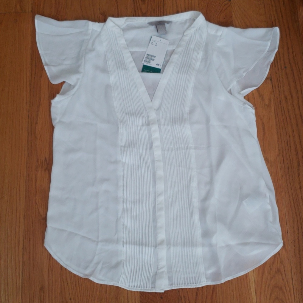 H&M Flutter sleeve top white size 12